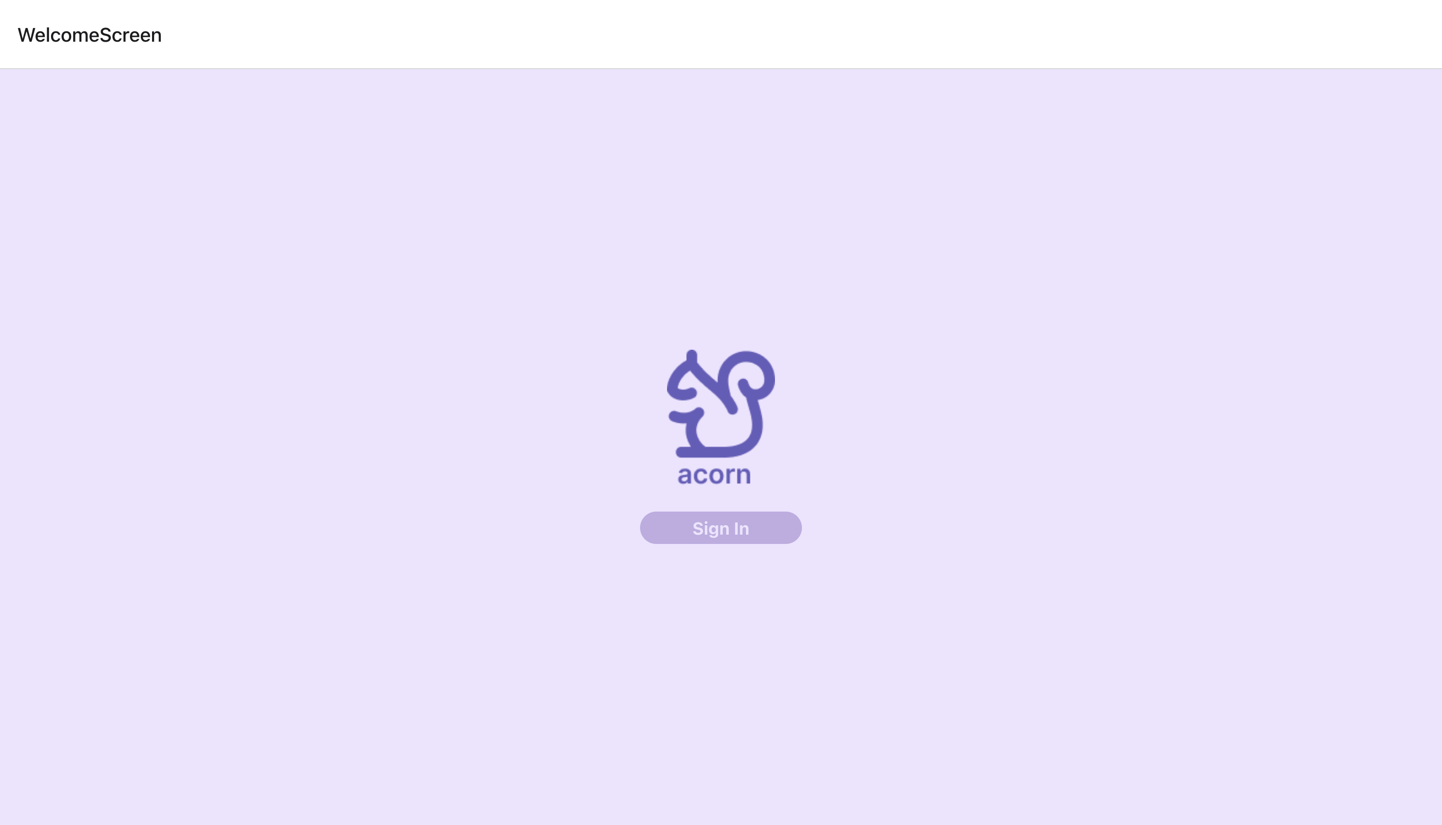 Welcome page for 'acorn' mood tracker